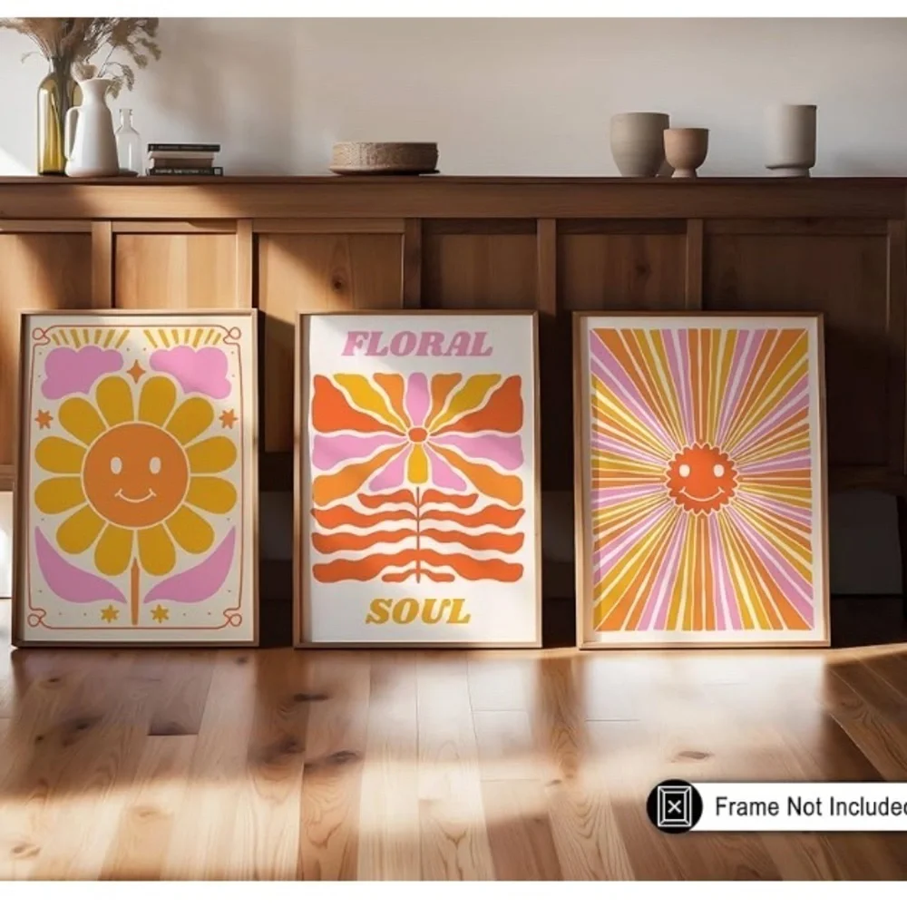 Floral Soul Art Print - Pink and Orange (061) - Picture 4 of 4